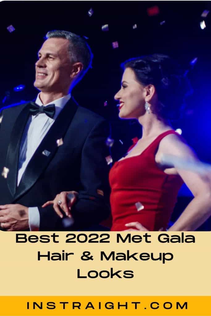 lady and man walking the red carpet under title Best 2022 Met Gala Hair and Makeup Looks